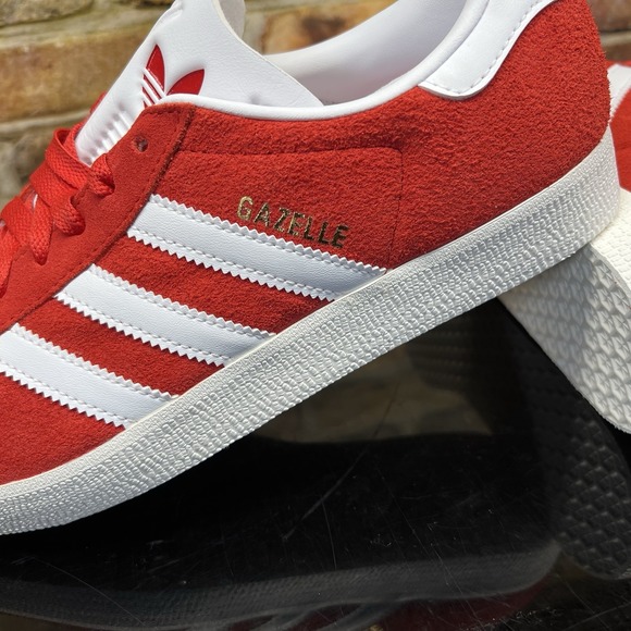 Adidas Gazelle Mens Size 11.5 Low Top Suede Shoe Red Scarlet Cloud White JI1534 - Picture 4 of 15